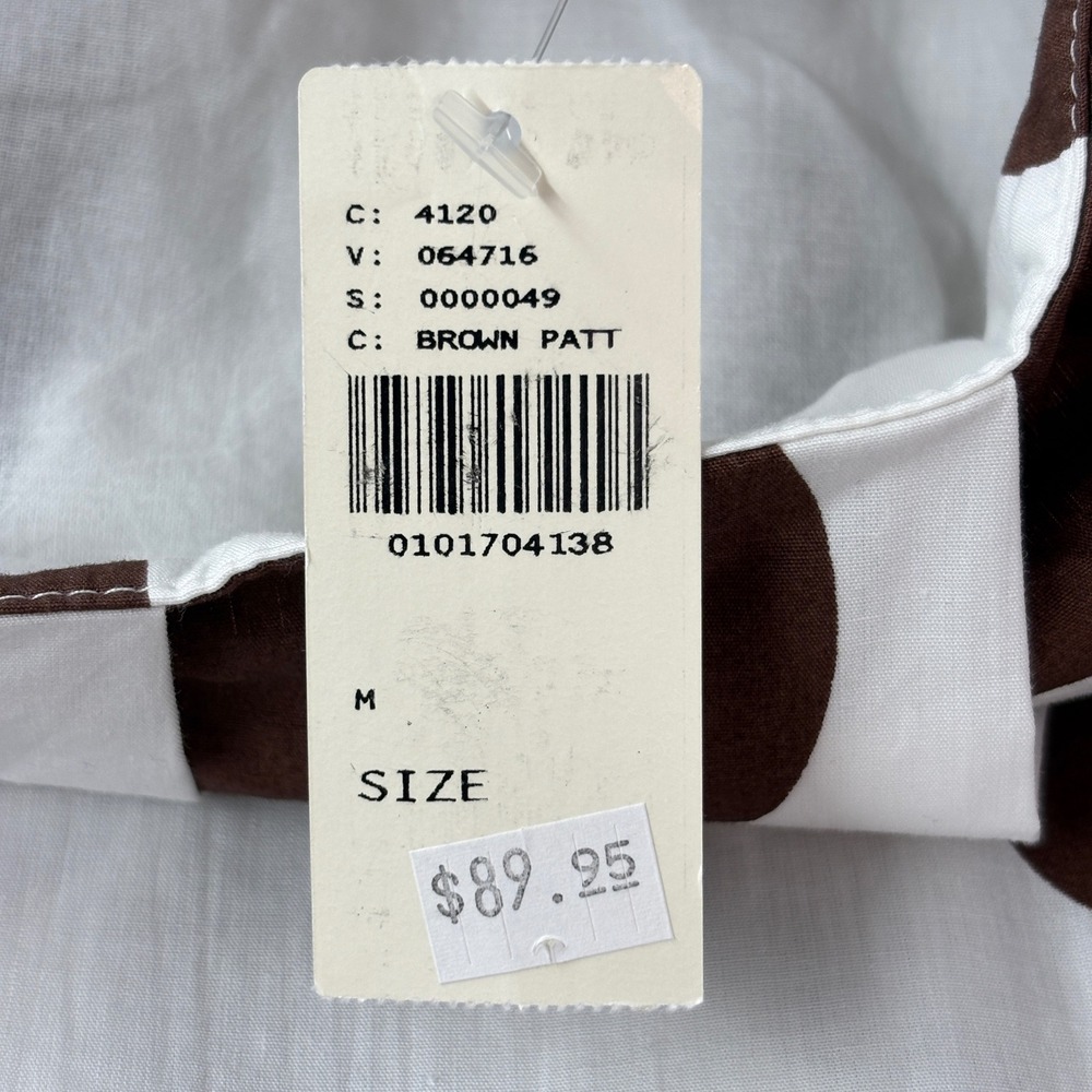 Maeve Women Skirt M White Brown Polka Dot Cotton A-Line Midi Pleated 0101704138